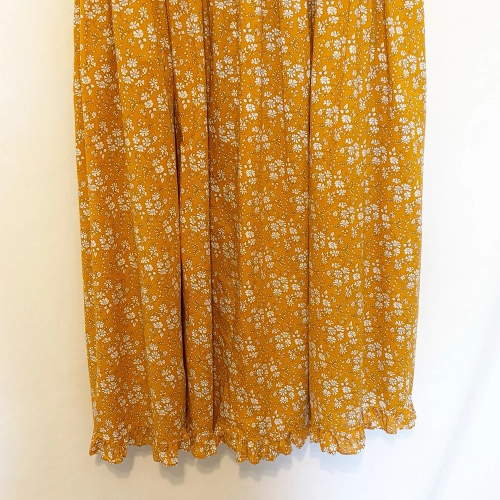 Anthropologie Mender Smocked Yellow Floral Midi Dress Size 3X - Picture 5 of 9